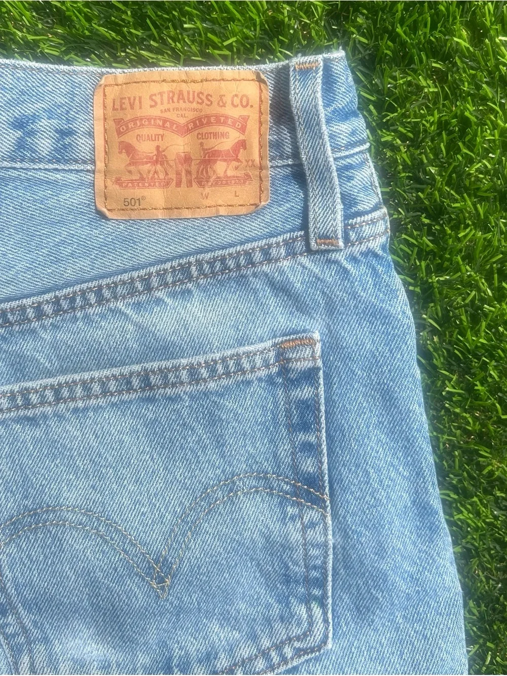Levi's Light Blue High-Rise Denim Cutoff Shorts